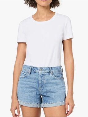 PAIGE Light Blue Cuffed Denim Shorts